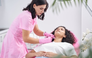 Kobieta podczas zabiegu, który jest częścią medycyny estetycznej.